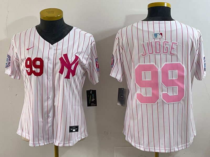 Youth 2025 New York Yankees #99 Judge White Stripe Joint Name Nike MLB Jersey style 6202